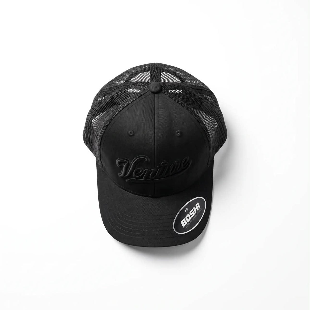 Venture all black mesh trucker cap