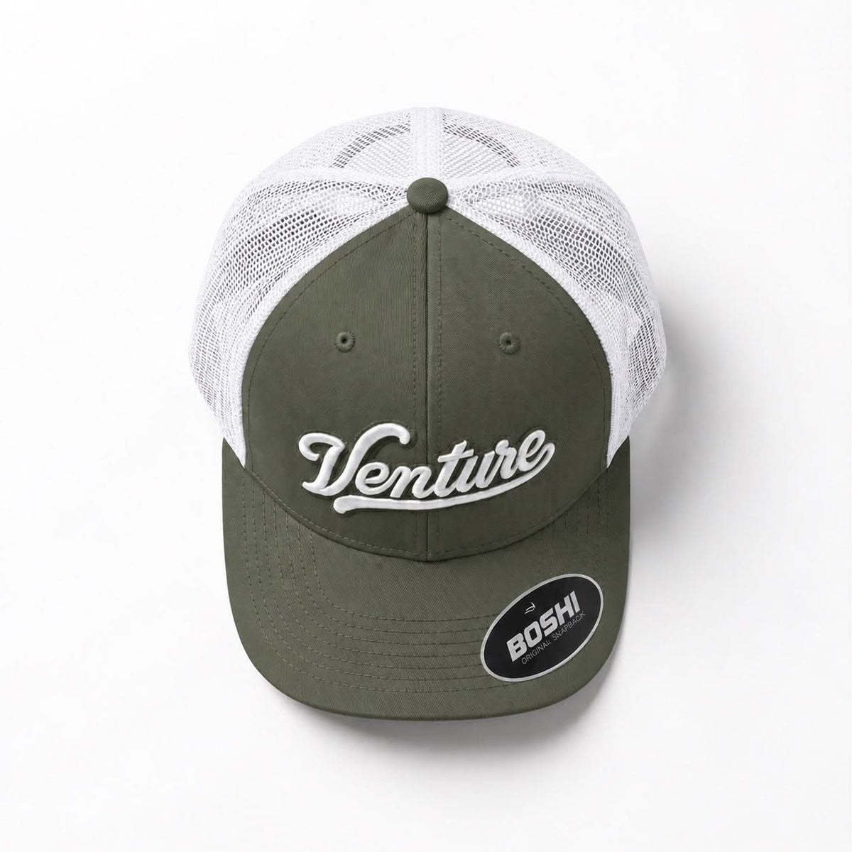 Venture olive and white mesh trucker cap