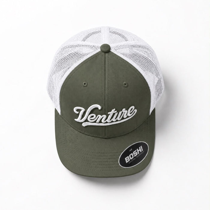 Venture olive and white mesh trucker cap